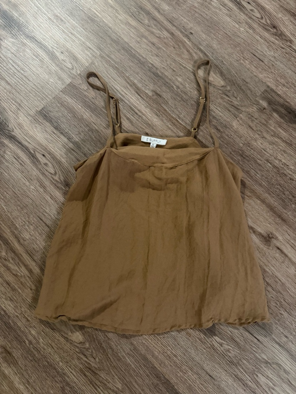 Z Supply Olive Brown Linen-Blend Camisole with Adjustable Straps